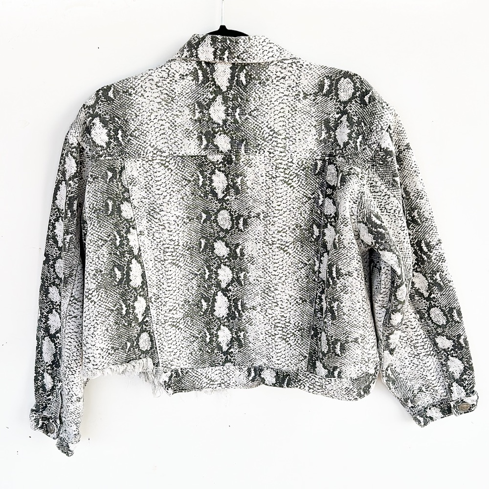 Pol Snake Python Print Denim Jean Jacket Distress… - image 5